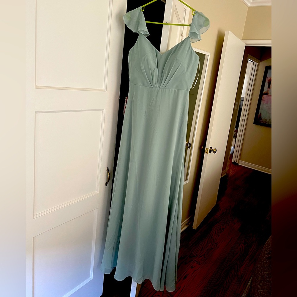 Birdy Grey Sage Green Chiffon V-Neck Wedding Dress